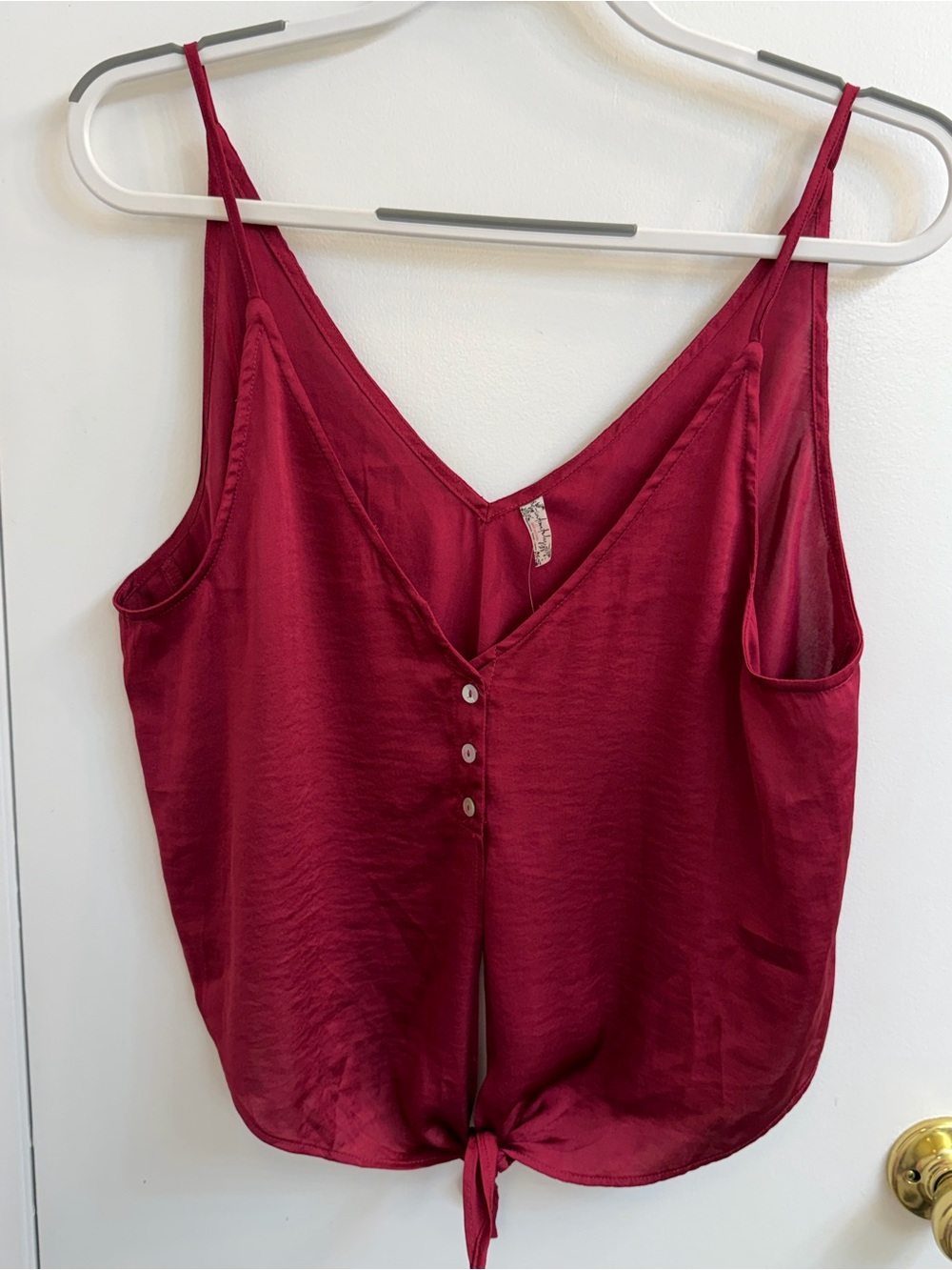 Free People Burgundy Tie-Front V-Neck Camisole